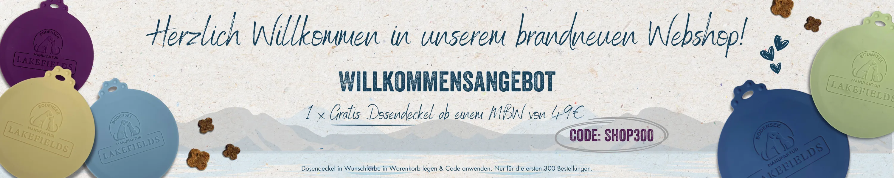 Banner 1 x gratis Dosendeckel ab einem MBW von 49€ für die ersten 300 Bestellungen.